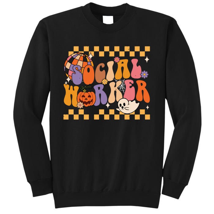 Funny Social Worker Halloween School Social Work Retro Ghost Tall Sweatshirt