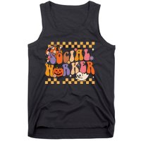 Funny Social Worker Halloween School Social Work Retro Ghost Tank Top