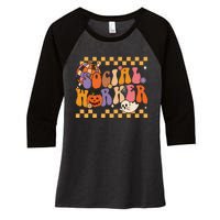 Funny Social Worker Halloween School Social Work Retro Ghost Women's Tri-Blend 3/4-Sleeve Raglan Shirt