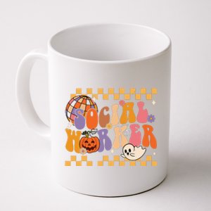 Funny Social Worker Halloween School Social Work Retro Ghost Coffee Mug