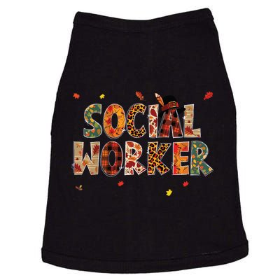 Funny Social Worker Pumpkin Autumn Tree Fall Leaves Doggie Tank