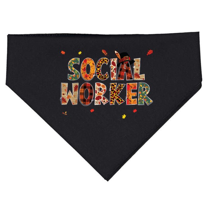 Funny Social Worker Pumpkin Autumn Tree Fall Leaves USA-Made Doggie Bandana