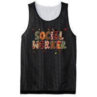 Funny Social Worker Pumpkin Autumn Tree Fall Leaves Mesh Reversible Basketball Jersey Tank