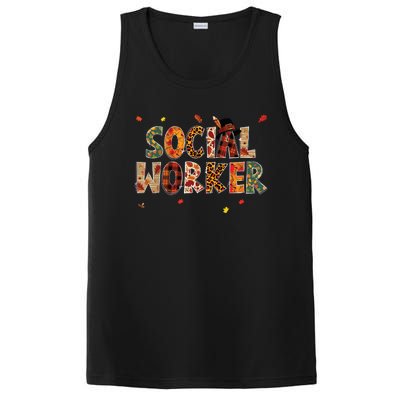 Funny Social Worker Pumpkin Autumn Tree Fall Leaves PosiCharge Competitor Tank