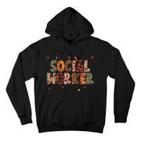 Funny Social Worker Pumpkin Autumn Tree Fall Leaves Tall Hoodie