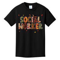 Funny Social Worker Pumpkin Autumn Tree Fall Leaves Kids T-Shirt