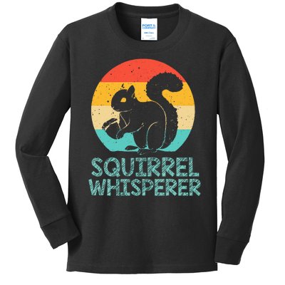 Funny Squirrel Whisperer Art Women Squirrel Lover Kids Long Sleeve Shirt