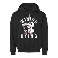 Funny Skeleton Wining And Dying Garment-Dyed Fleece Hoodie