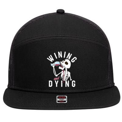 Funny Skeleton Wining And Dying 7 Panel Mesh Trucker Snapback Hat