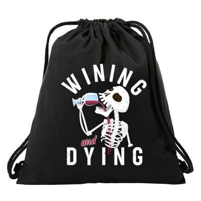 Funny Skeleton Wining And Dying Drawstring Bag