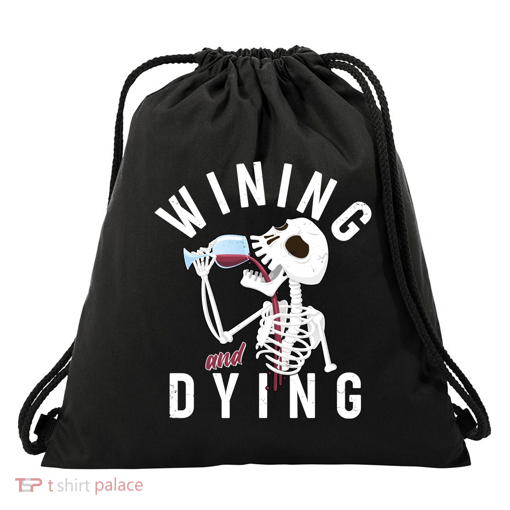 Funny Skeleton Wining And Dying Drawstring Bag