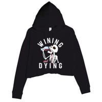 Funny Skeleton Wining And Dying Crop Fleece Hoodie