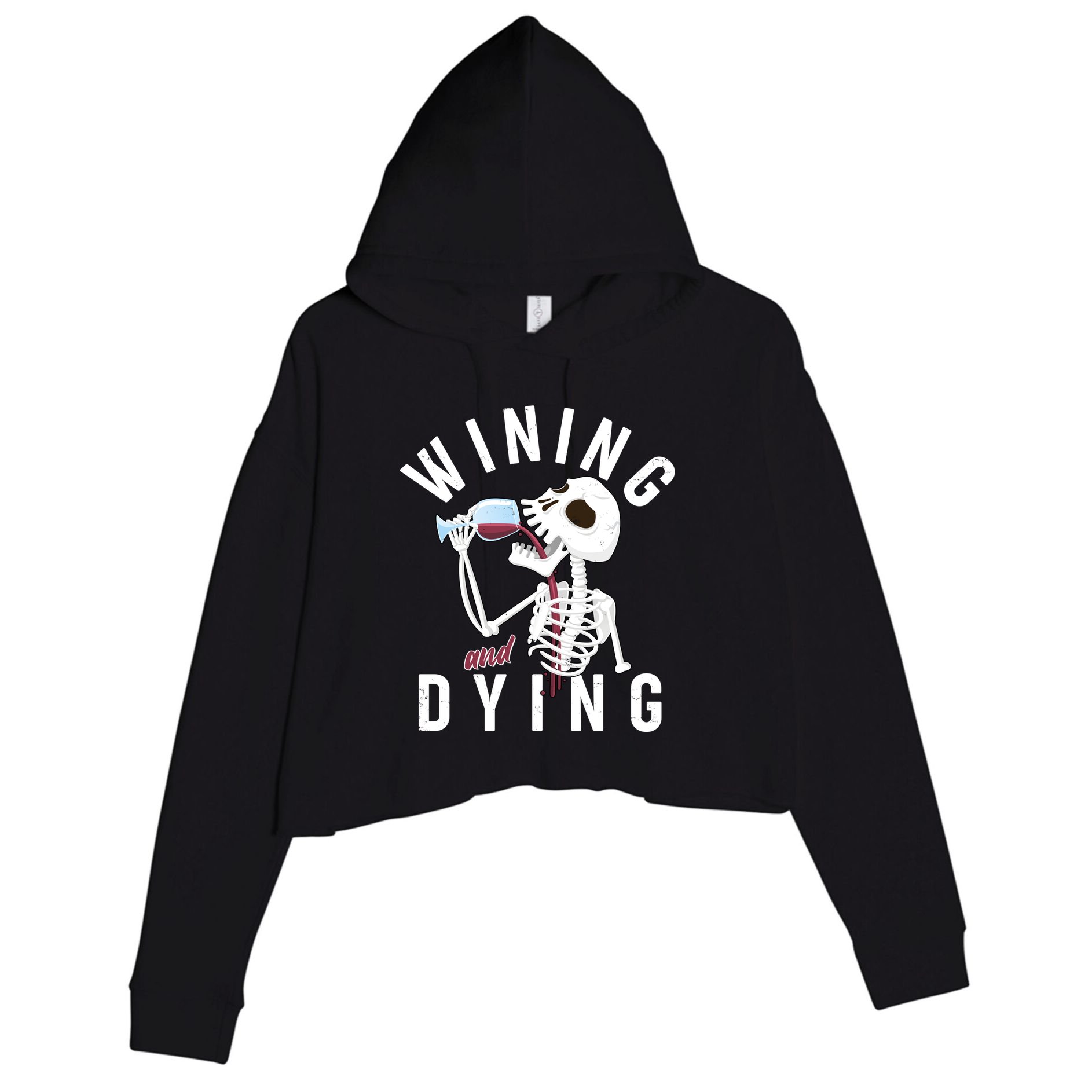 Funny Skeleton Wining And Dying Crop Fleece Hoodie