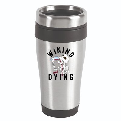 Funny Skeleton Wining And Dying 16oz Travel Tumbler