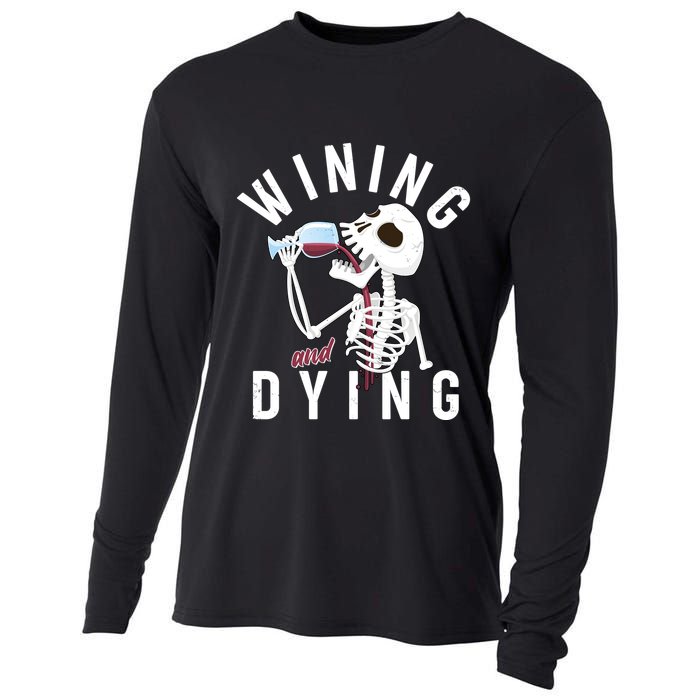 Funny Skeleton Wining And Dying Cooling Performance Long Sleeve Crew