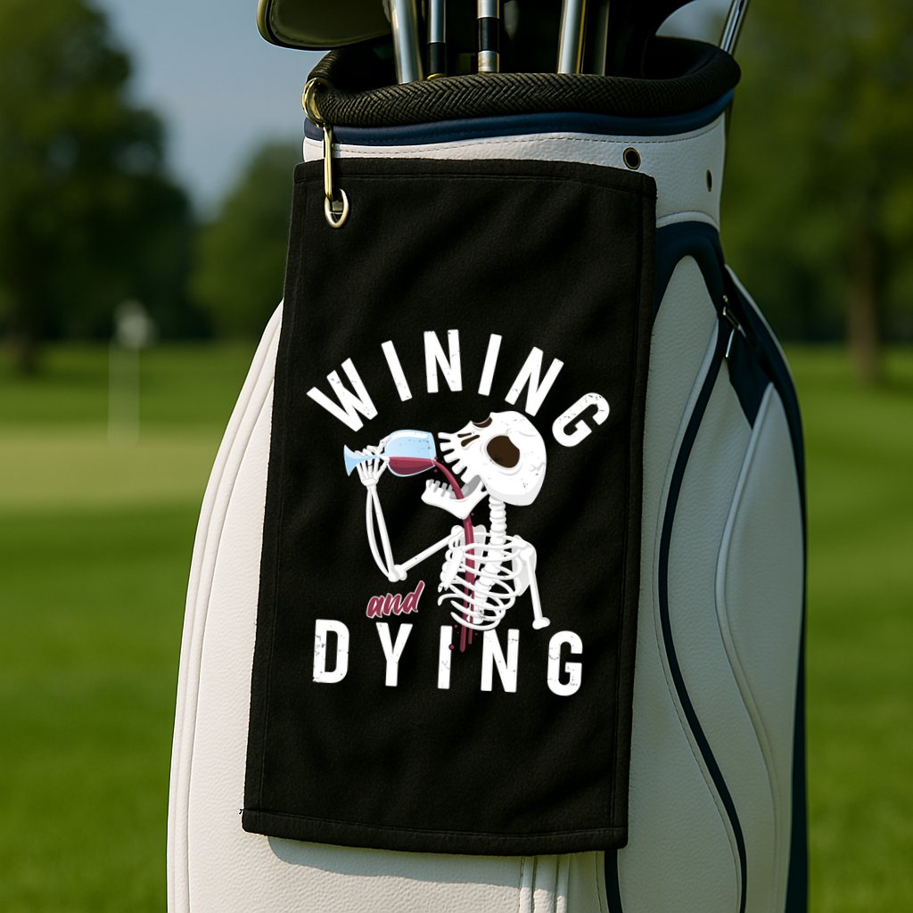 Funny Skeleton Wining And Dying Golf Towel