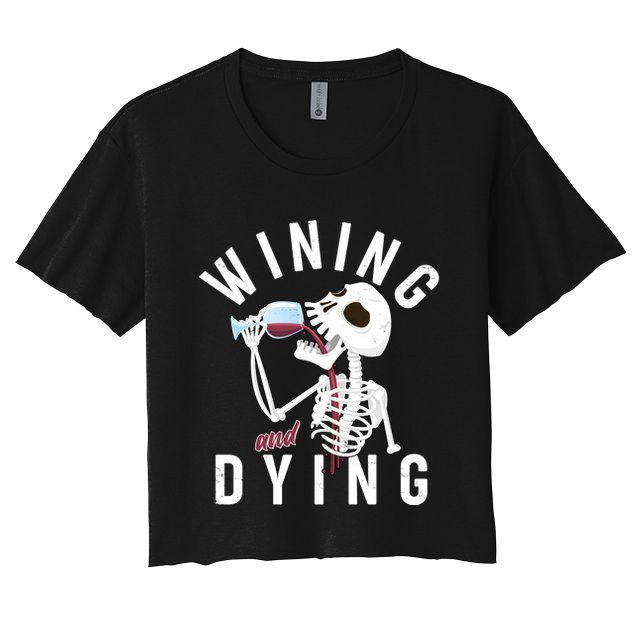 Funny Skeleton Wining And Dying Crop Top