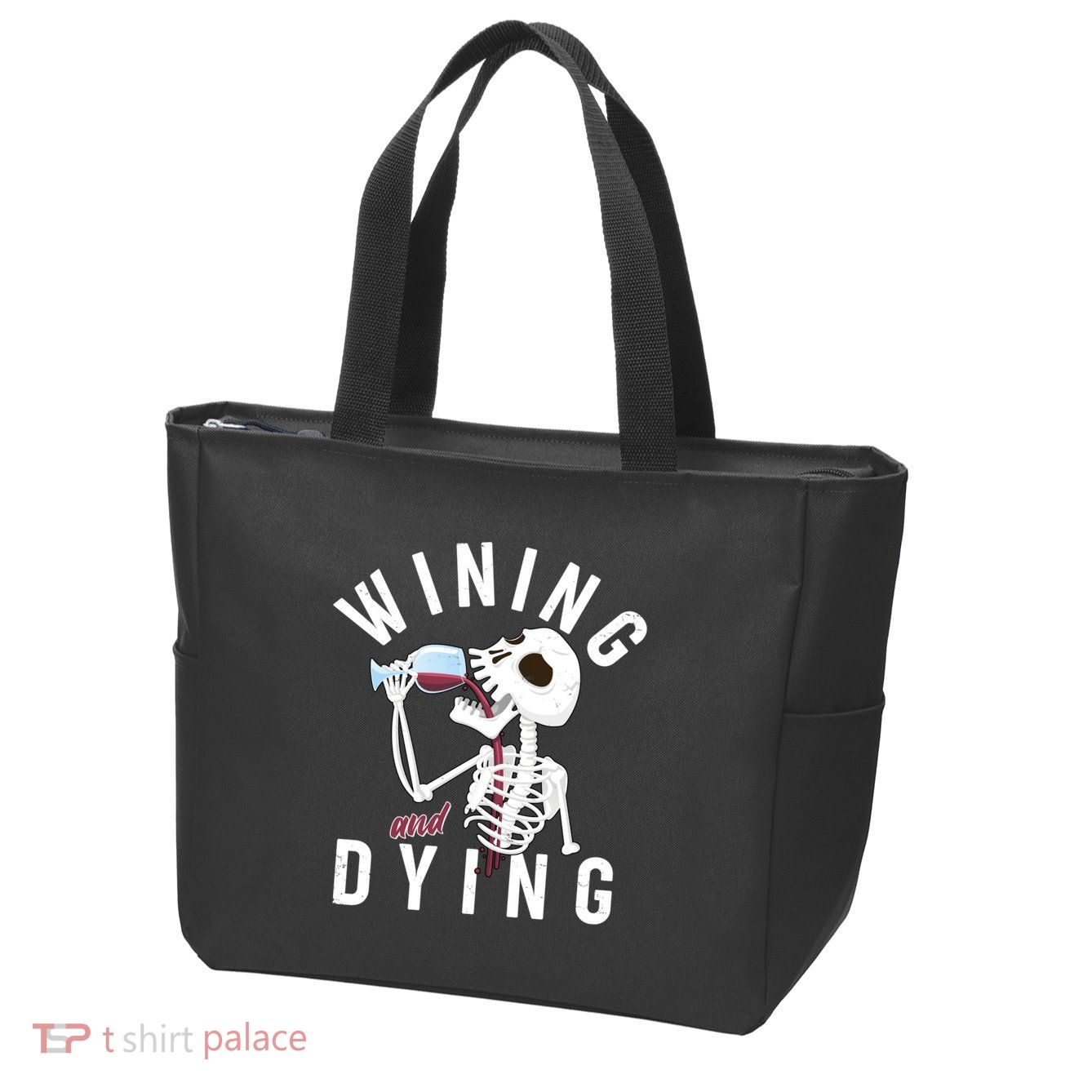 Funny Skeleton Wining And Dying Zip Tote Bag