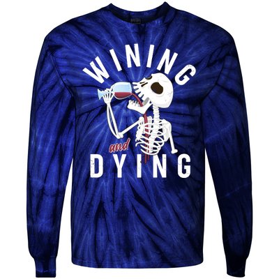 Funny Skeleton Wining And Dying Tie-Dye Long Sleeve Shirt