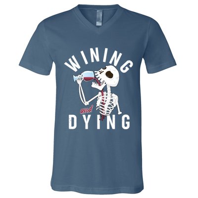 Funny Skeleton Wining And Dying V-Neck T-Shirt