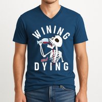 Funny Skeleton Wining And Dying V-Neck T-Shirt