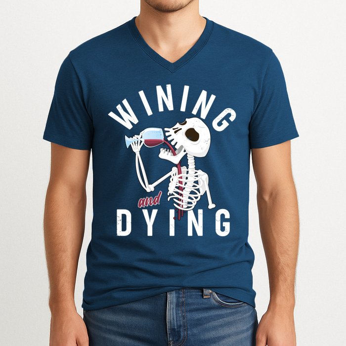 Funny Skeleton Wining And Dying V-Neck T-Shirt