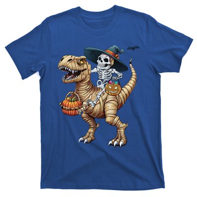 Funny Skeleton Witch Riding Mummy Dinosaur T Rex Halloween Meaningful Gift T-Shirt