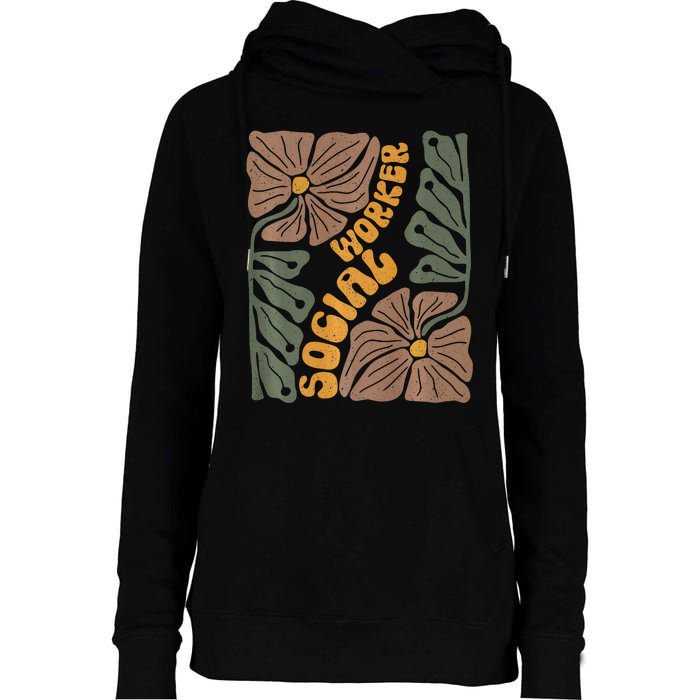 Floral Social Worker Lcsw And Lmsw Wildflower Social Work Womens Funnel Neck Pullover Hood