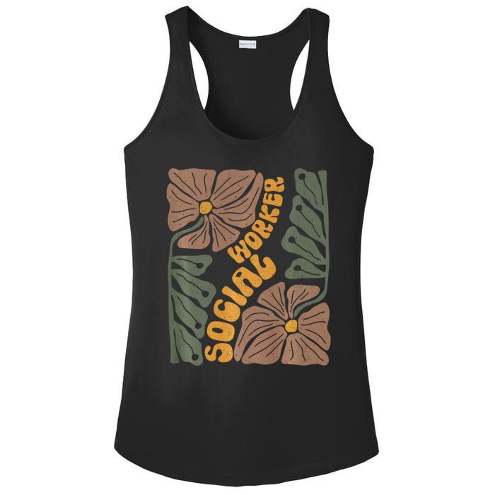 Floral Social Worker Lcsw And Lmsw Wildflower Social Work Ladies PosiCharge Competitor Racerback Tank