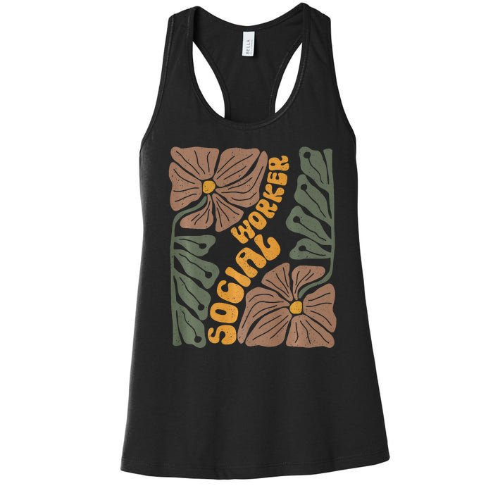 Floral Social Worker Lcsw And Lmsw Wildflower Social Work Women's Racerback Tank