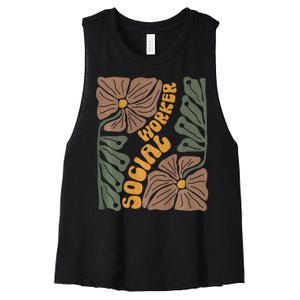 Floral Social Worker Lcsw And Lmsw Wildflower Social Work Women's Racerback Cropped Tank