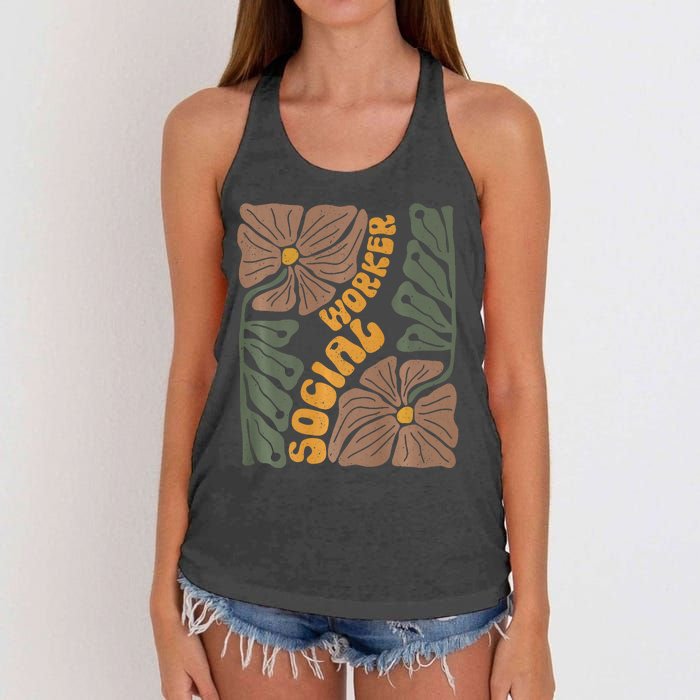 Floral Social Worker Lcsw And Lmsw Wildflower Social Work Women's Knotted Racerback Tank