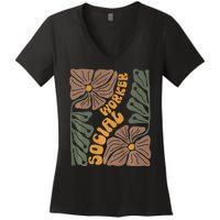 Floral Social Worker Lcsw And Lmsw Wildflower Social Work Women's V-Neck T-Shirt