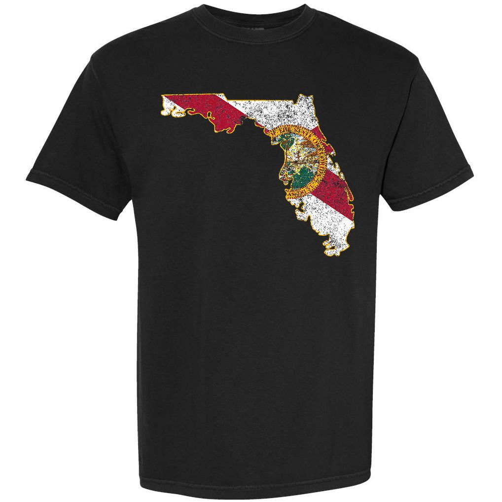 Florida State With Florida Shape Flag Comfort Colors T-Shirt