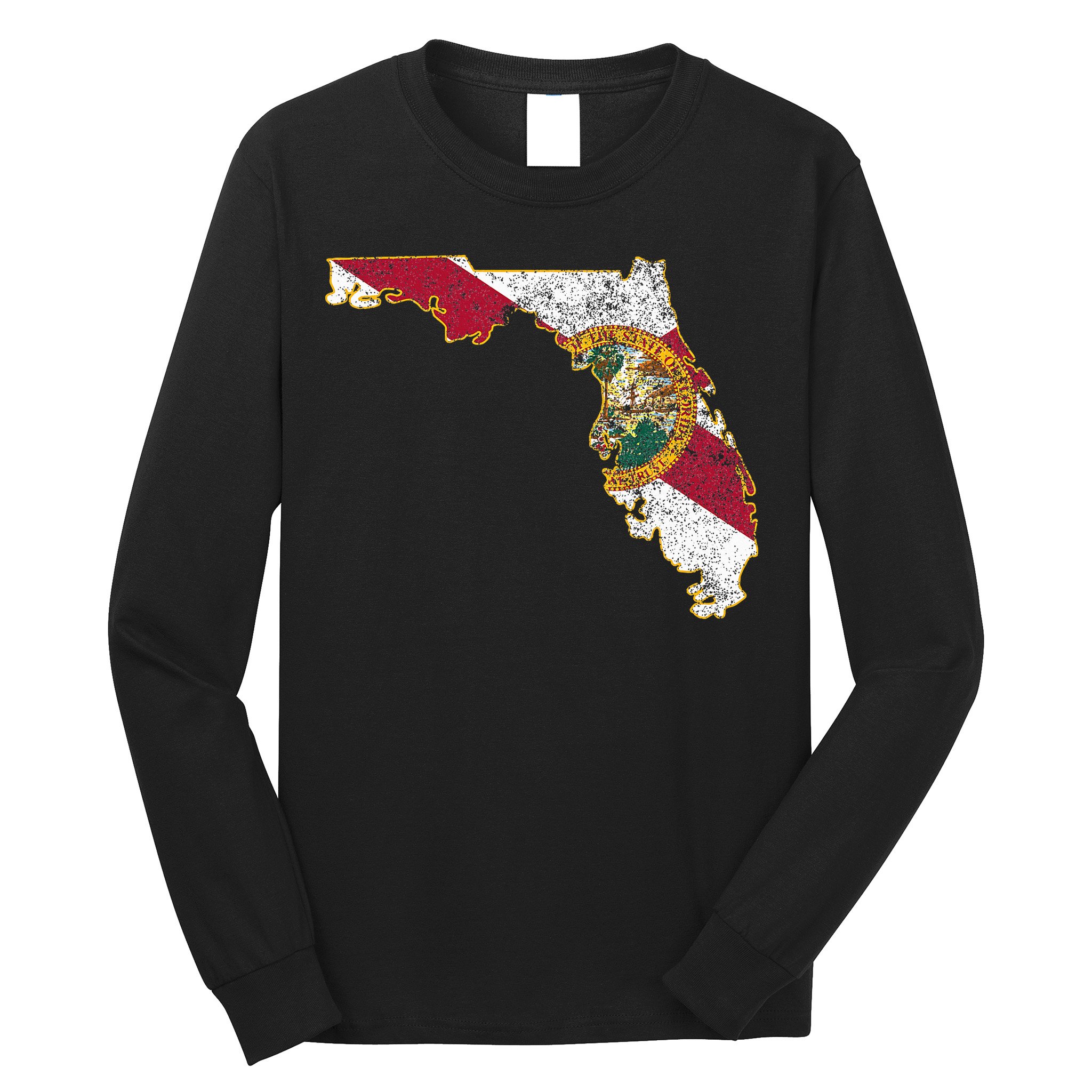 Florida State With Florida Shape Flag Long Sleeve Shirt
