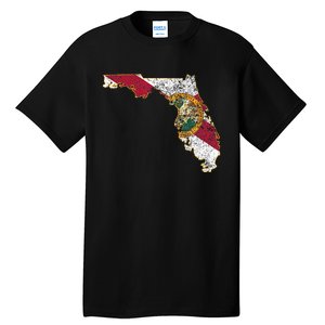 Florida State With Florida Shape Flag Tall T-Shirt