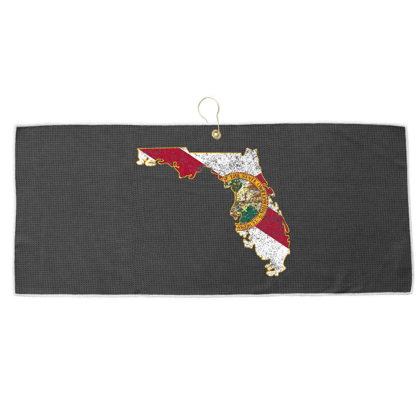 Florida State With Florida Shape Flag Large Microfiber Waffle Golf Towel