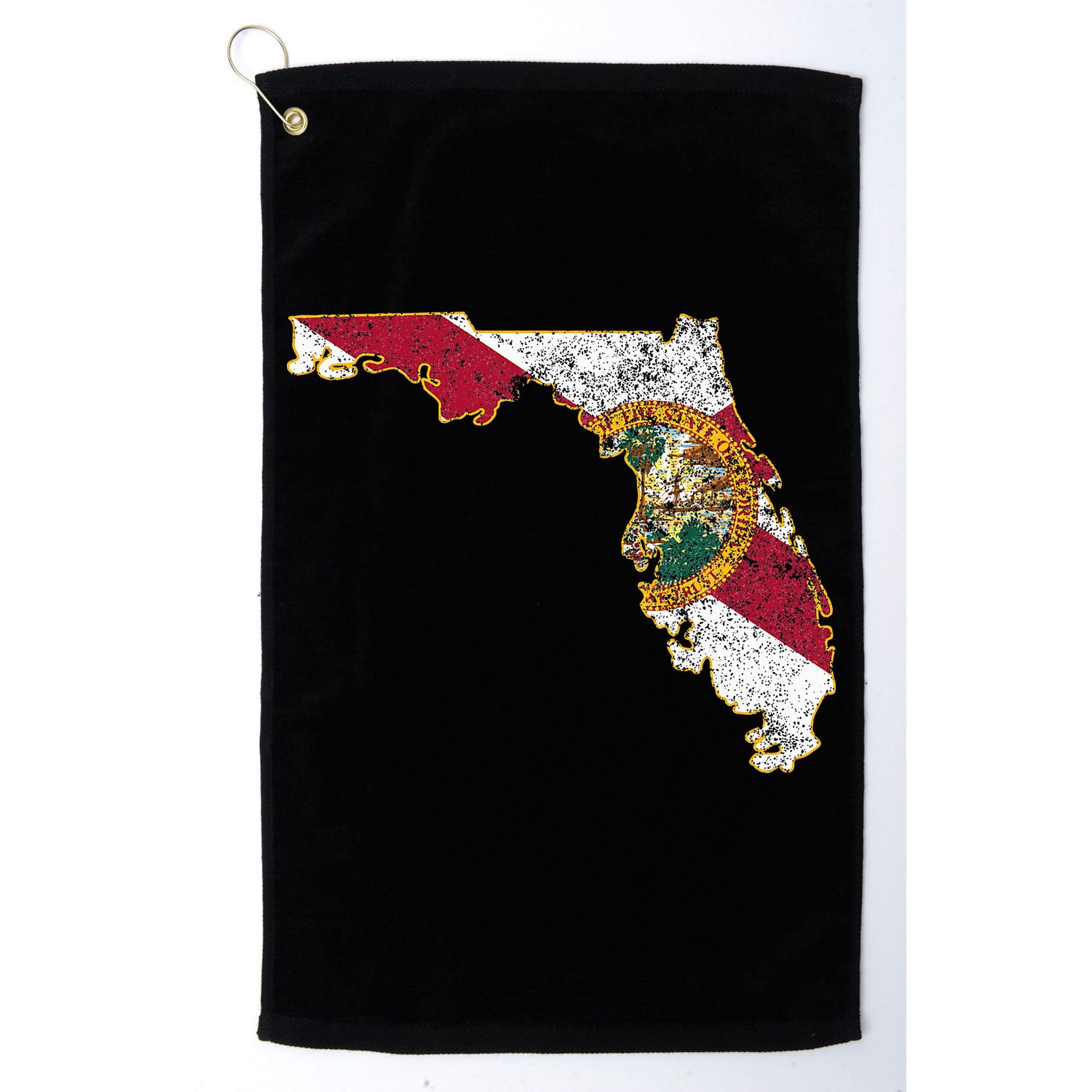 Florida State With Florida Shape Flag Golf Towel