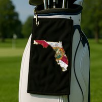 Florida State With Florida Shape Flag Golf Towel