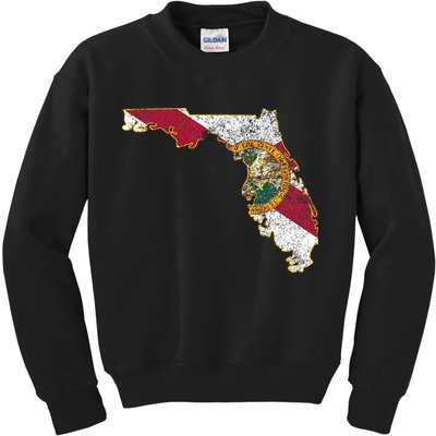 Florida State With Florida Shape Flag Kids Sweatshirt
