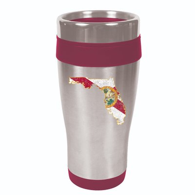 Florida State With Florida Shape Flag 16oz Travel Tumbler