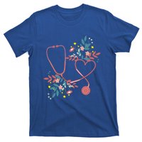 Floral Stethoscope With Heart Love Nursing Doctor Gift T-Shirt