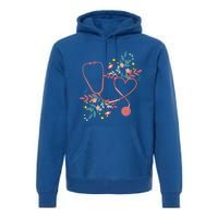 Floral Stethoscope With Heart Love Nursing Doctor Gift Premium Hoodie