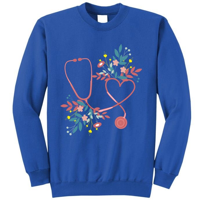 Floral Stethoscope With Heart Love Nursing Doctor Gift Tall Sweatshirt