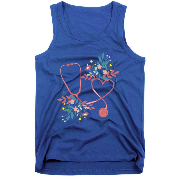 Floral Stethoscope With Heart Love Nursing Doctor Gift Tank Top