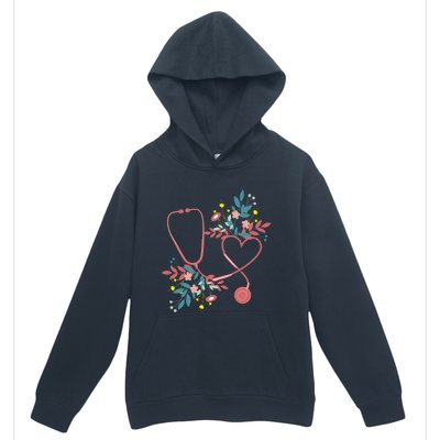 Floral Stethoscope With Heart Love Nursing Doctor Gift Urban Pullover Hoodie