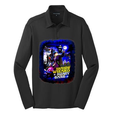 Funny Shadow Wizard Money Gang Silk Touch Performance Long Sleeve Polo