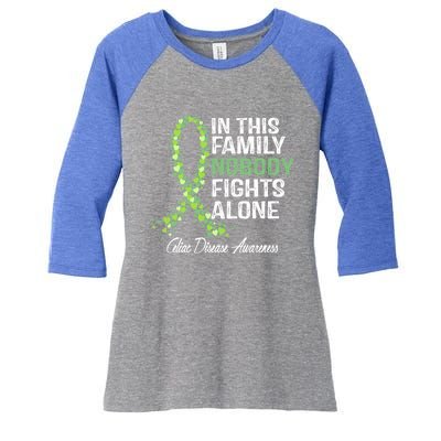 Family Support Warrior Fighter Celiac Disease Awareness Gift Women's Tri-Blend 3/4-Sleeve Raglan Shirt