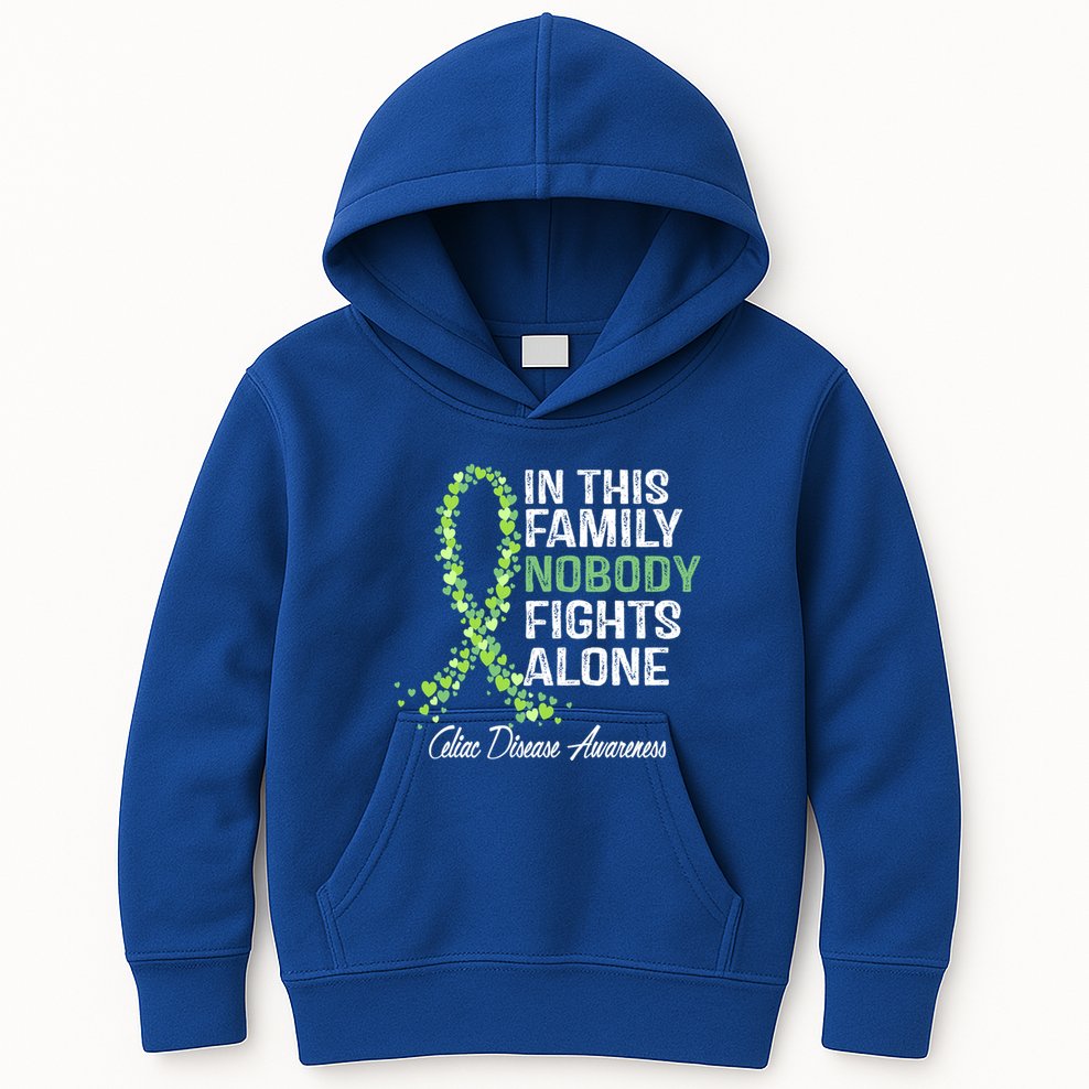 Family Support Warrior Fighter Celiac Disease Awareness Gift Kids Hoodie
