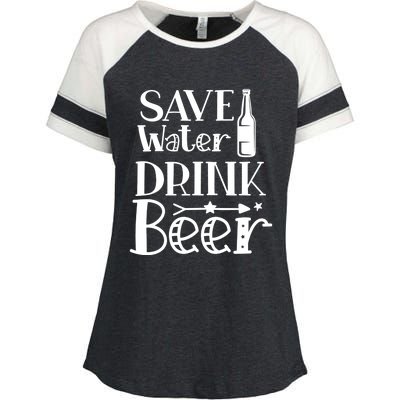 Funny Save Water Beer Quote With A Bottle Illustration Great Gift Enza Ladies Jersey Colorblock Tee